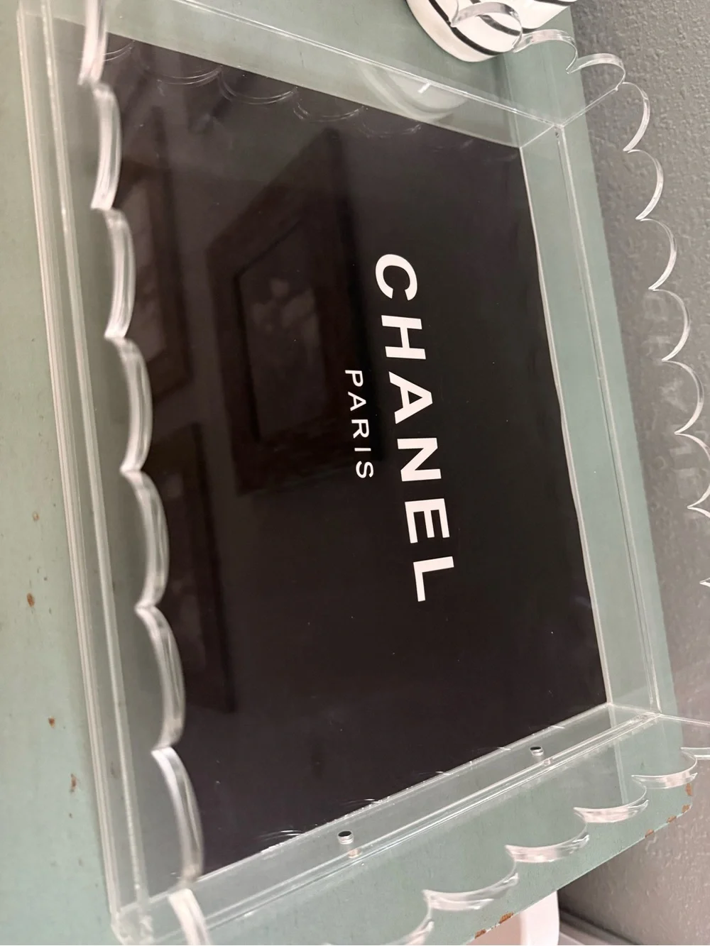 *Handmade* Acrylic Vanity Tray with Chanel Authentic Shopping Bag Insert